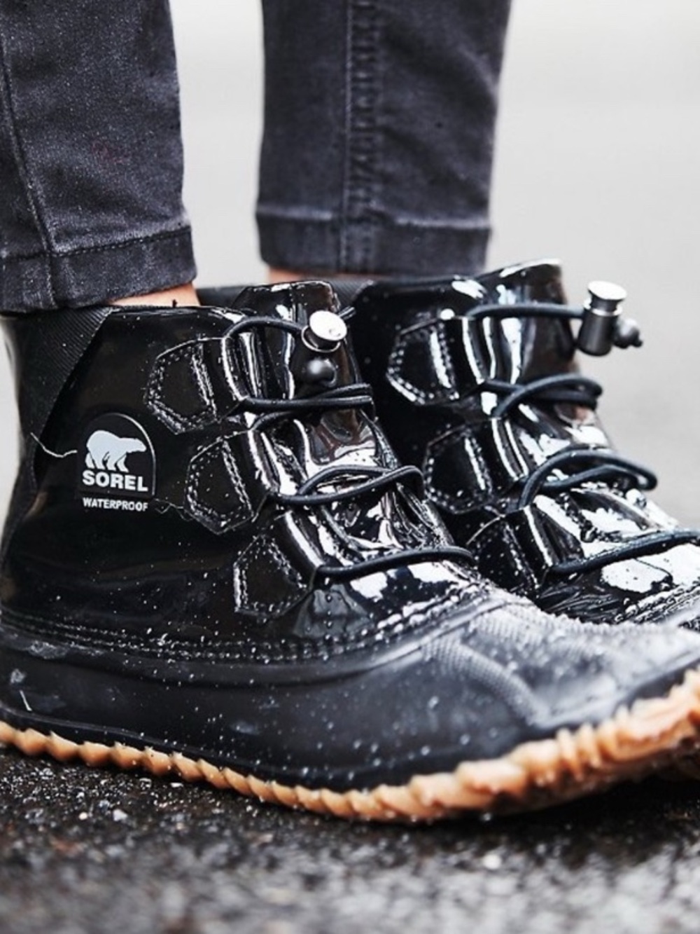 Sorel Out n About Patent Waterproof Black Boot